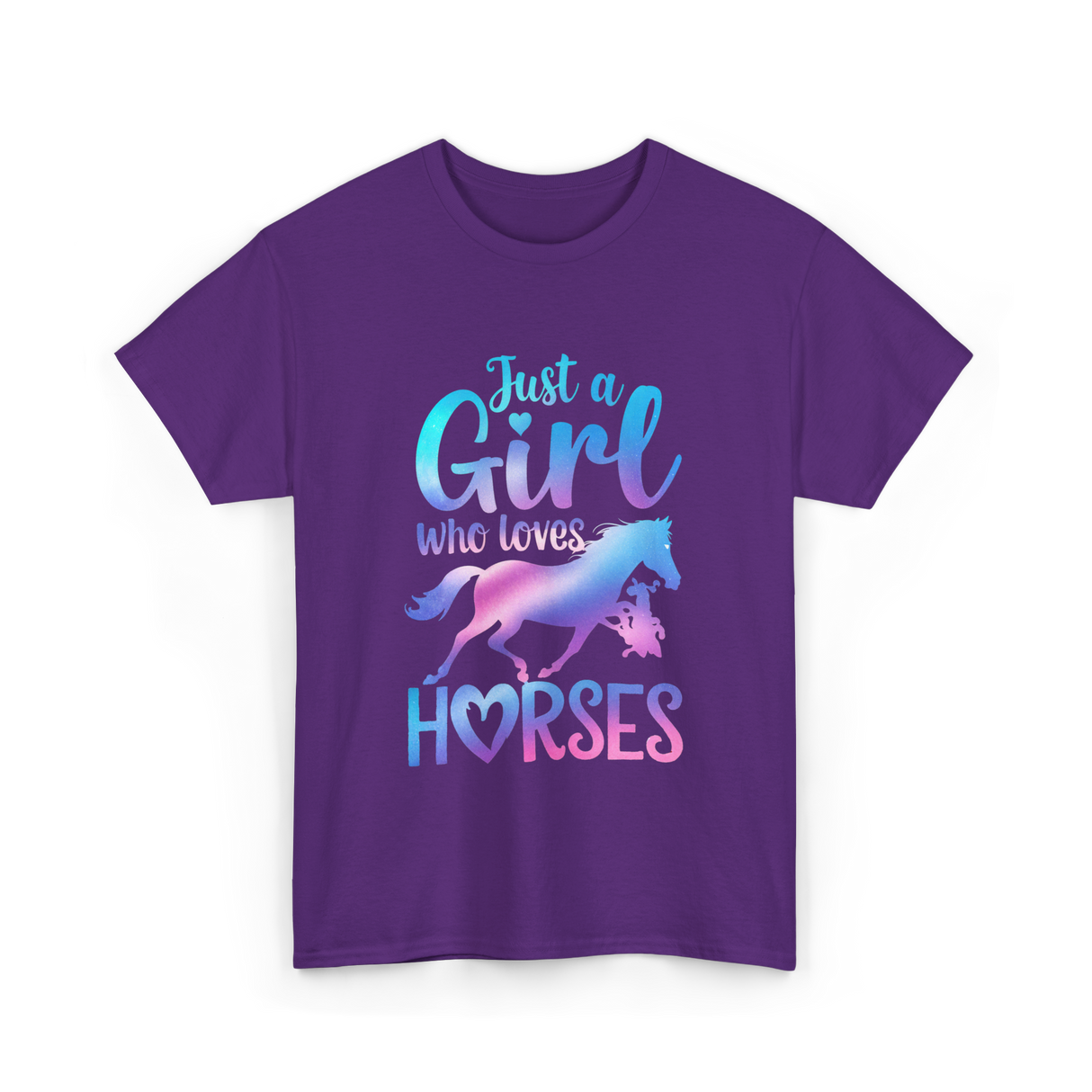 Just a Girl Horses Equestrian T-Shirt - Purple