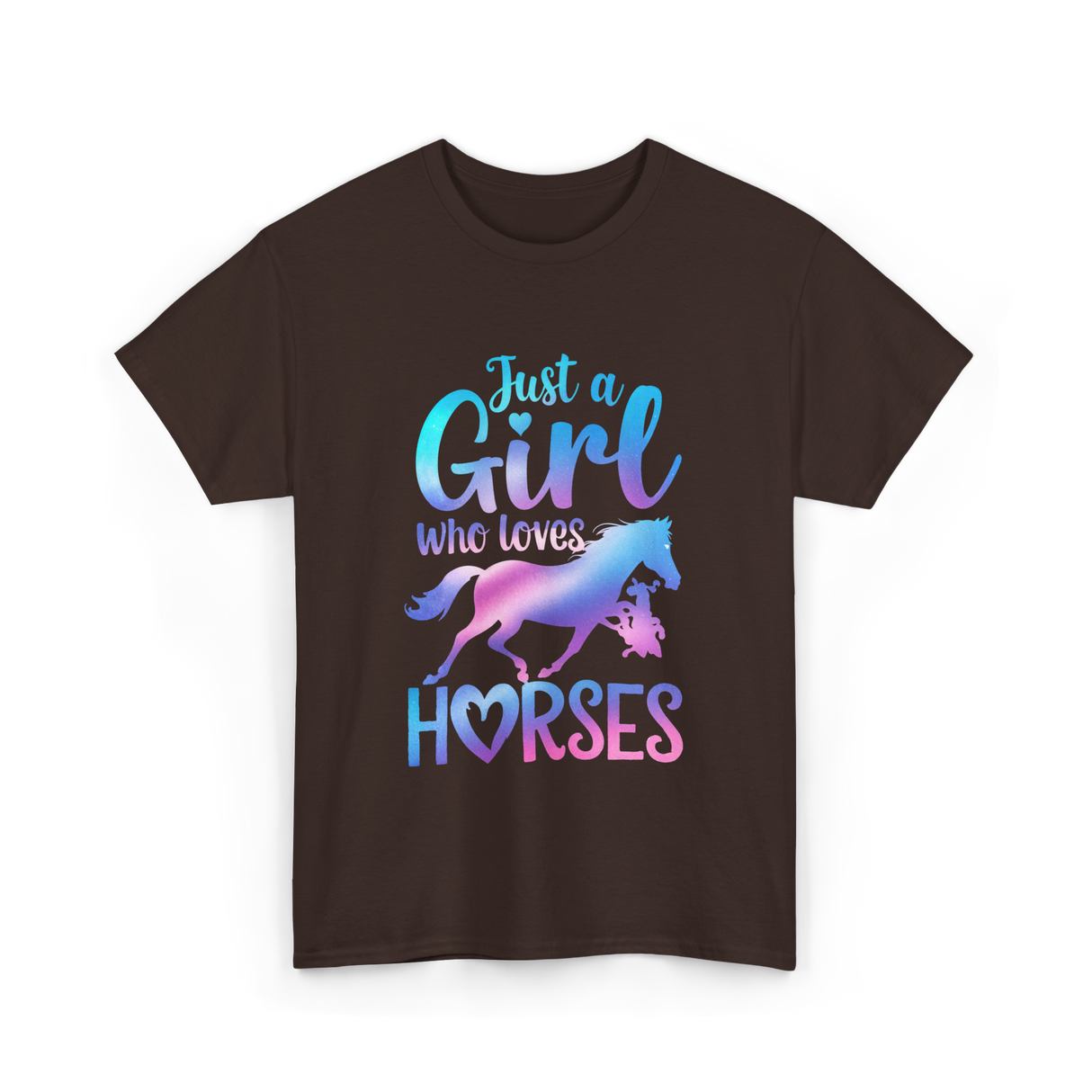 Just a Girl Horses Equestrian T-Shirt - Dark Chocolate