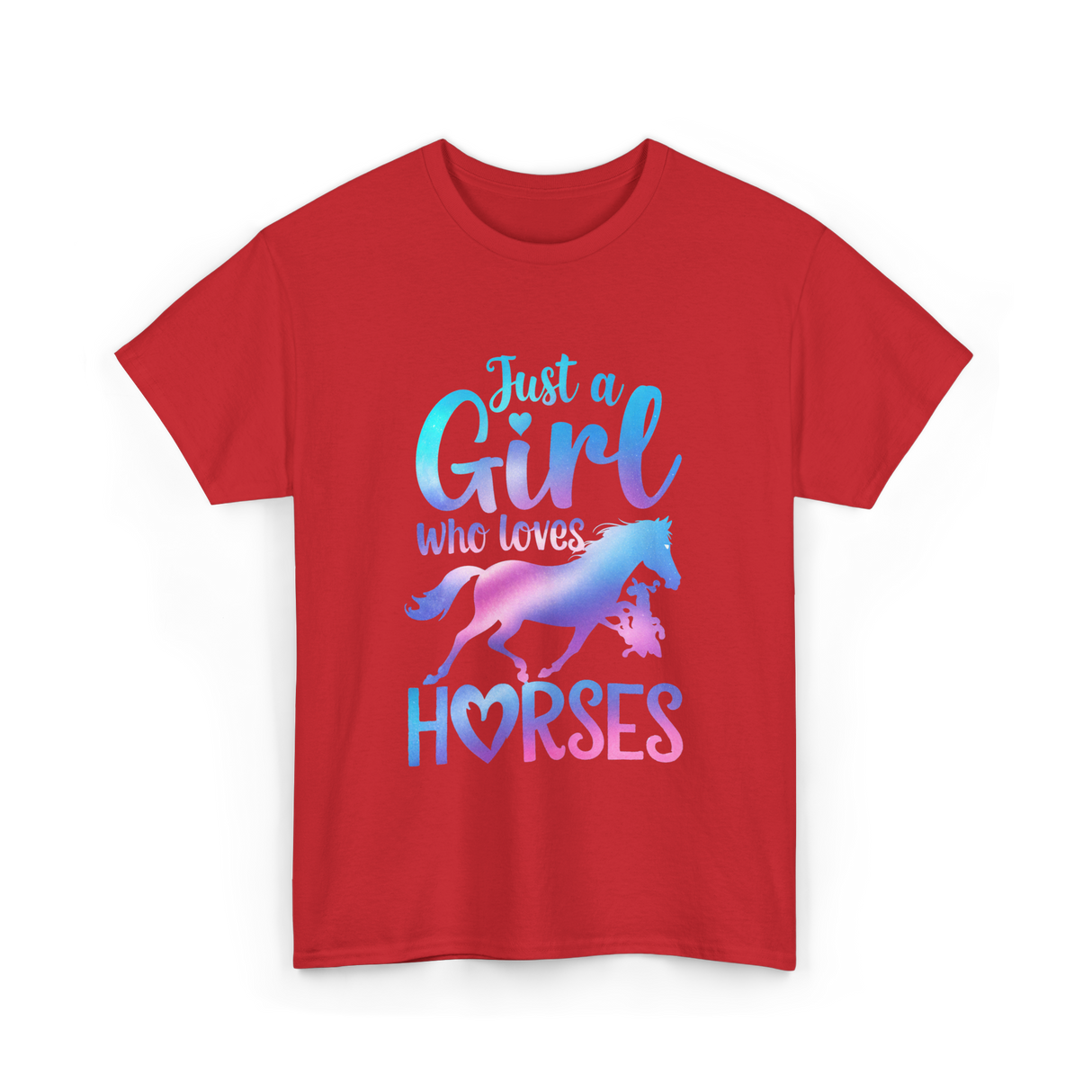 Just a Girl Horses Equestrian T-Shirt - Red