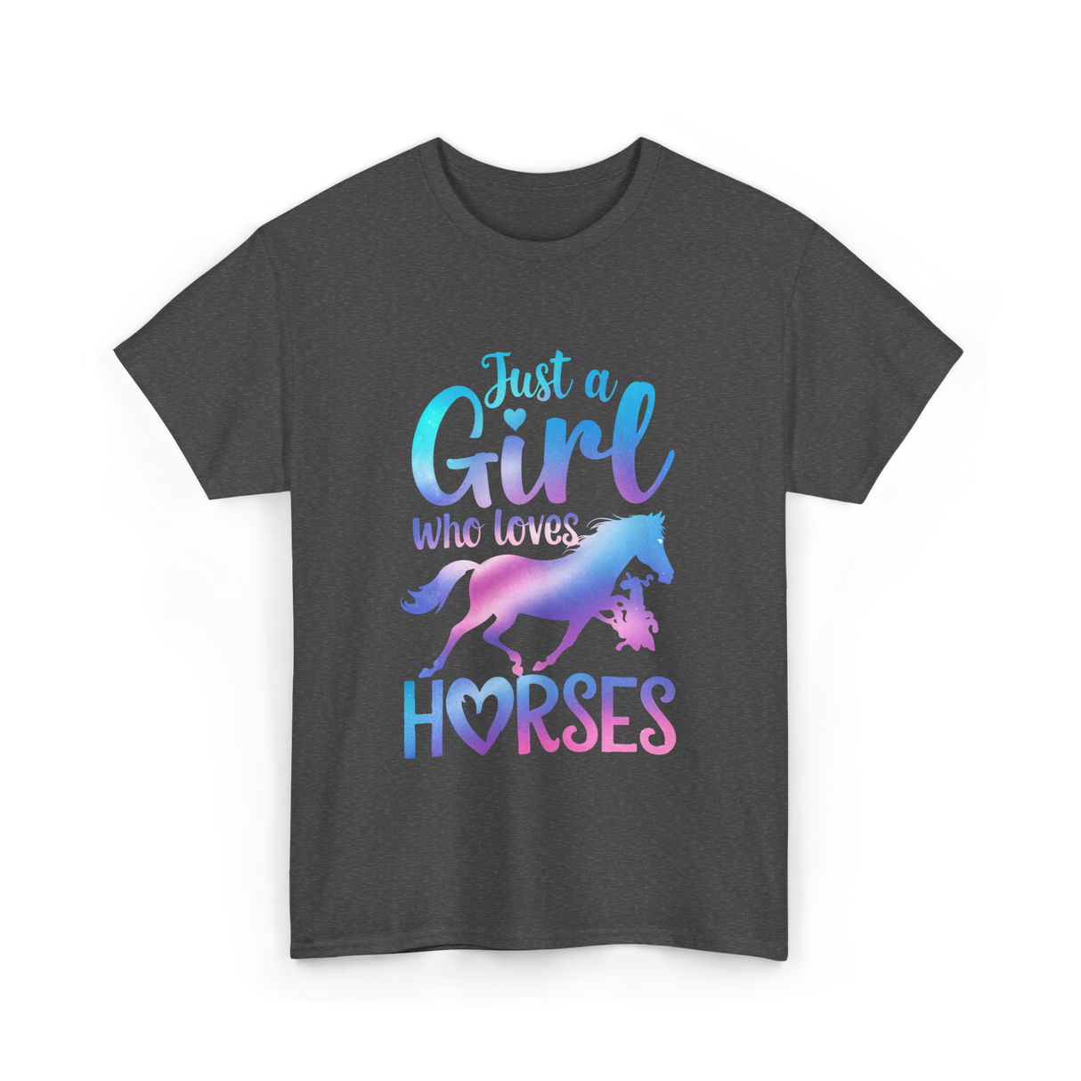 Just a Girl Horses Equestrian T-Shirt - Dark Heather