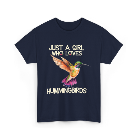 Just A Girl Hummingbirds Lover T-Shirt - Navy