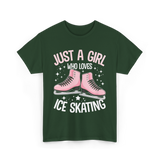 Just A Girl Ice Skating T-Shirt - Forest Green