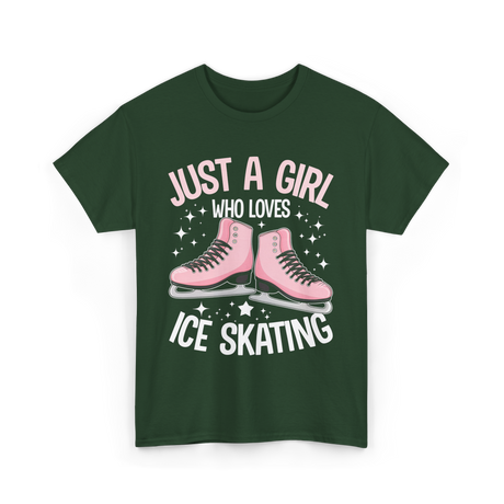 Just A Girl Ice Skating T-Shirt - Forest Green