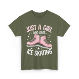 Just A Girl Ice Skating T-Shirt - Military Green