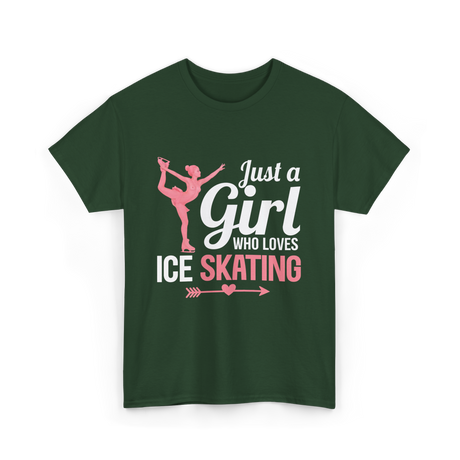 Just a Girl Ice Skating T-Shirt - Forest Green