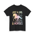 Just A Girl Jesus Horses T-Shirt - Black