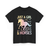 Just A Girl Jesus Horses T-Shirt - Black