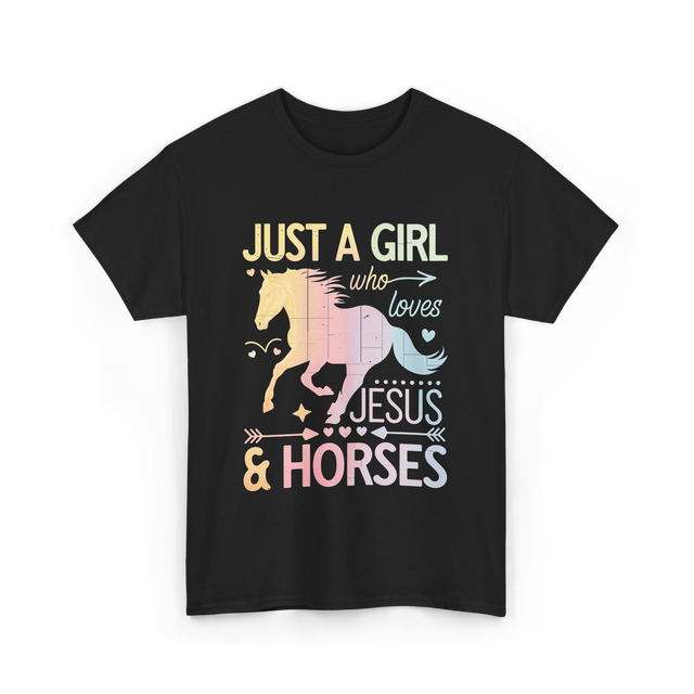 Just A Girl Jesus Horses T-Shirt - Black