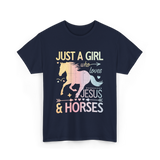 Just A Girl Jesus Horses T-Shirt - Navy