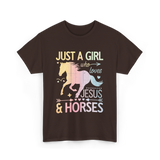 Just A Girl Jesus Horses T-Shirt - Dark Chocolate