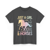 Just A Girl Jesus Horses T-Shirt - Dark Heather