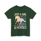 Just A Girl Jesus Horses T-Shirt - Forest Green