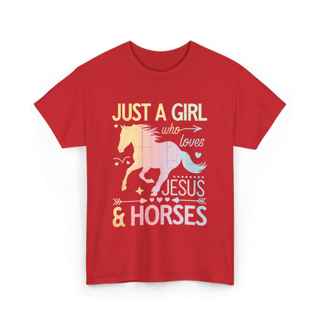 Just A Girl Jesus Horses T-Shirt - Red