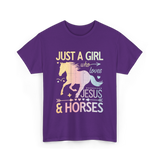 Just A Girl Jesus Horses T-Shirt - Purple