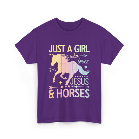 Just A Girl Jesus Horses T-Shirt - Purple