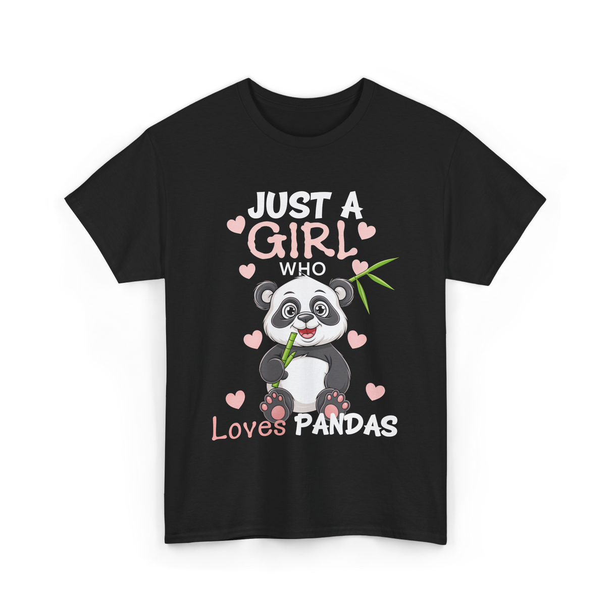 Just A Girl Loves Pandas Panda Lover T-Shirt - Black