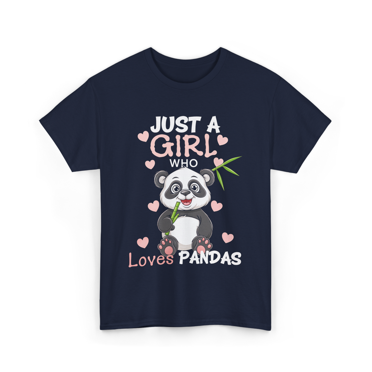 Just A Girl Loves Pandas Panda Lover T-Shirt - Navy