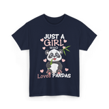 Just A Girl Loves Pandas Panda Lover T-Shirt - Navy