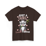 Just A Girl Loves Pandas Panda Lover T-Shirt - Dark Chocolate