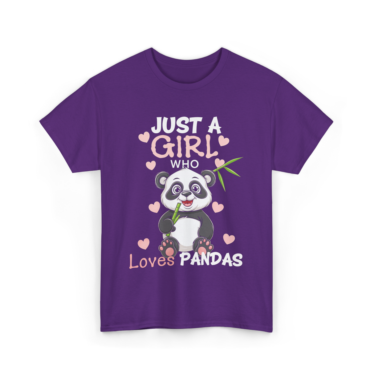 Just A Girl Loves Pandas Panda Lover T-Shirt - Purple