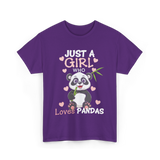 Just A Girl Loves Pandas Panda Lover T-Shirt - Purple