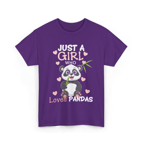 Just A Girl Loves Pandas Panda Lover T-Shirt - Purple