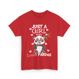 Just A Girl Loves Pandas Panda Lover T-Shirt - Red