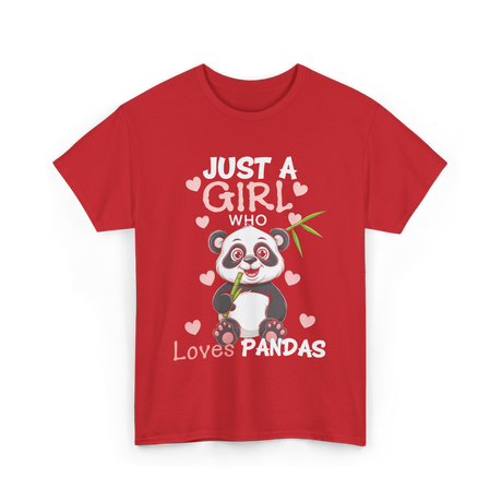 Just A Girl Loves Pandas Panda Lover T-Shirt - Red