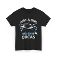 Just A Girl Orcas Ocean T-Shirt - Black