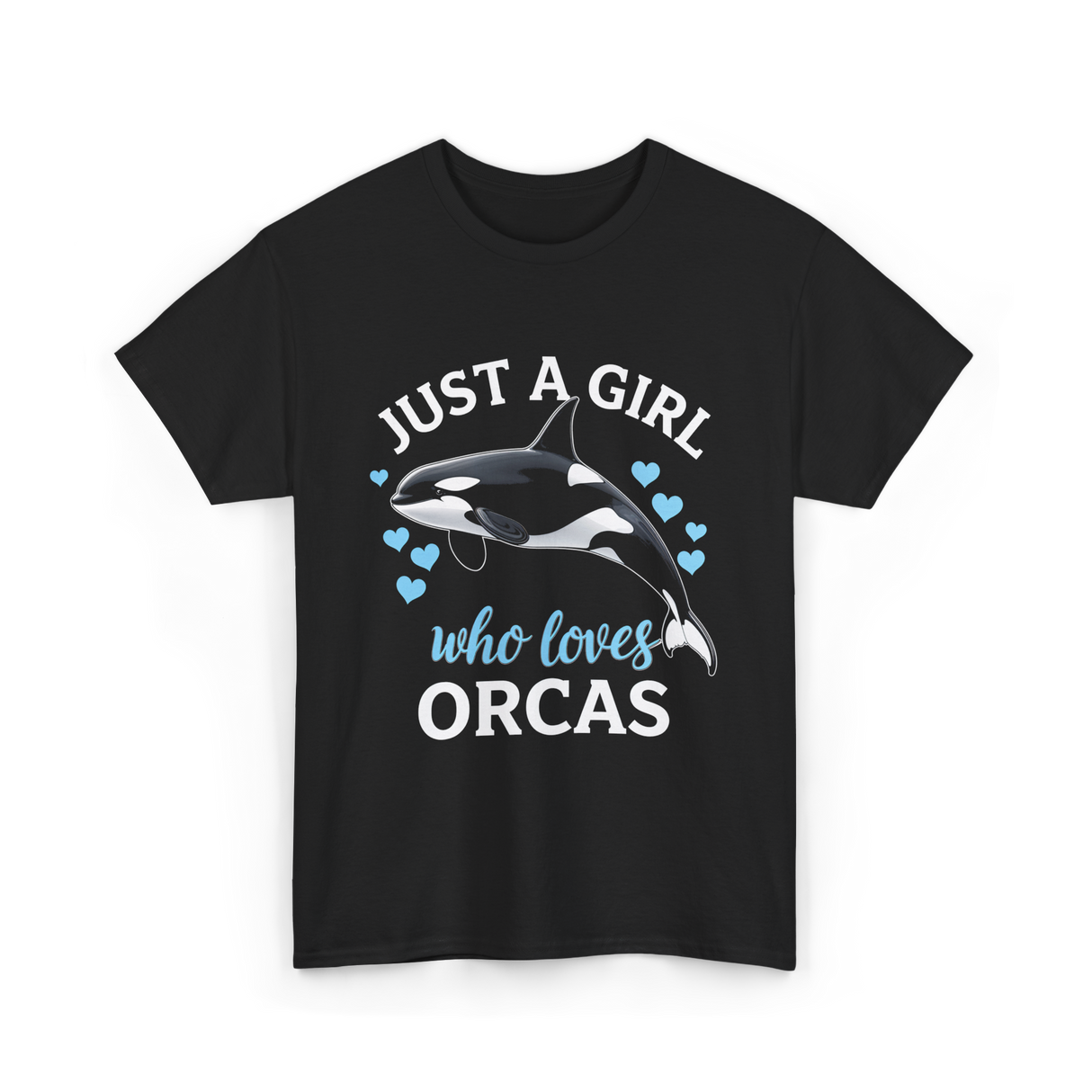 Just A Girl Orcas Ocean T-Shirt - Black