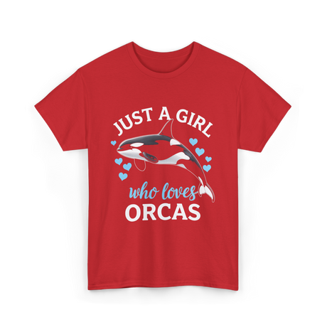 Just A Girl Orcas Ocean T-Shirt - Red