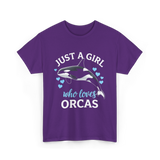 Just A Girl Orcas Ocean T-Shirt - Purple