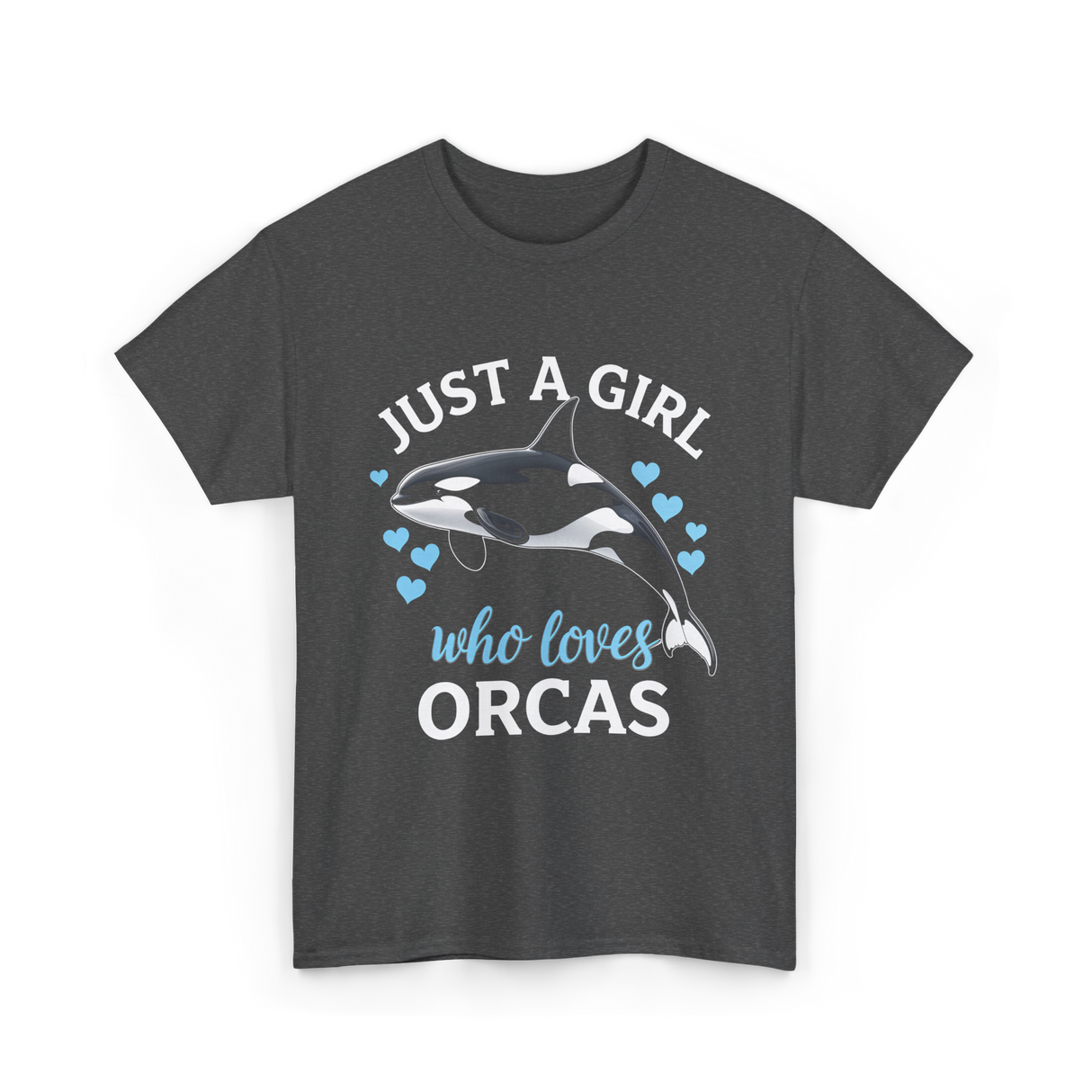 Just A Girl Orcas Ocean T-Shirt - Dark Heather