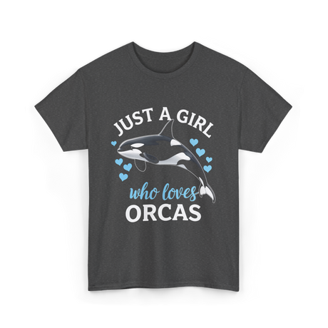 Just A Girl Orcas Ocean T-Shirt - Dark Heather