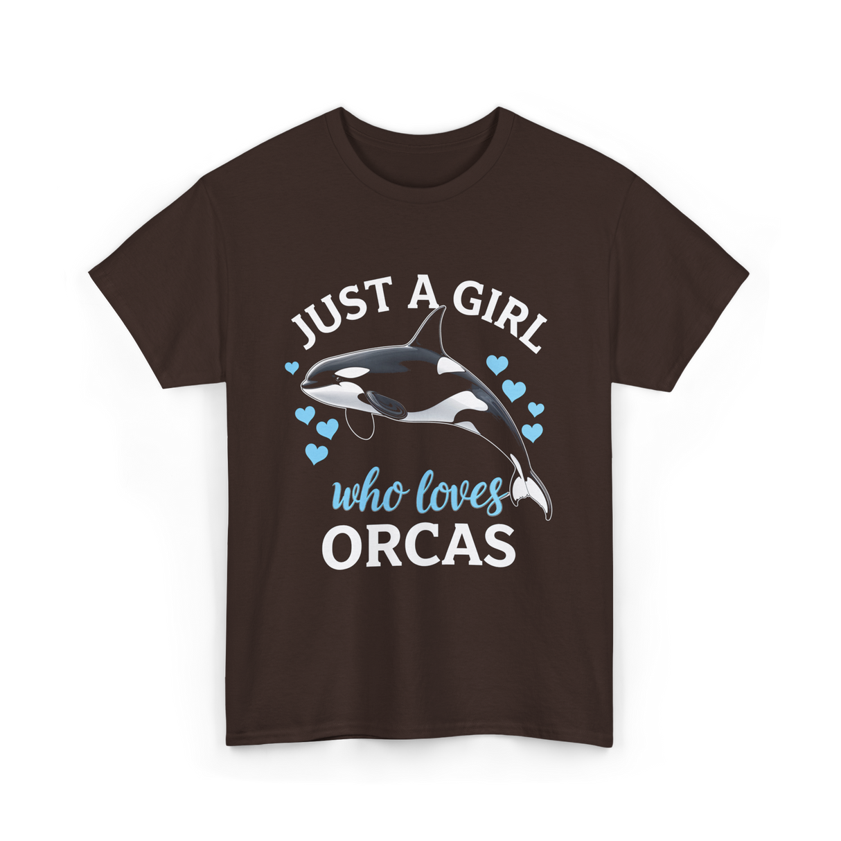 Just A Girl Orcas Ocean T-Shirt - Dark Chocolate