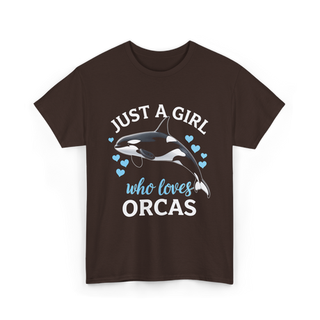 Just A Girl Orcas Ocean T-Shirt - Dark Chocolate