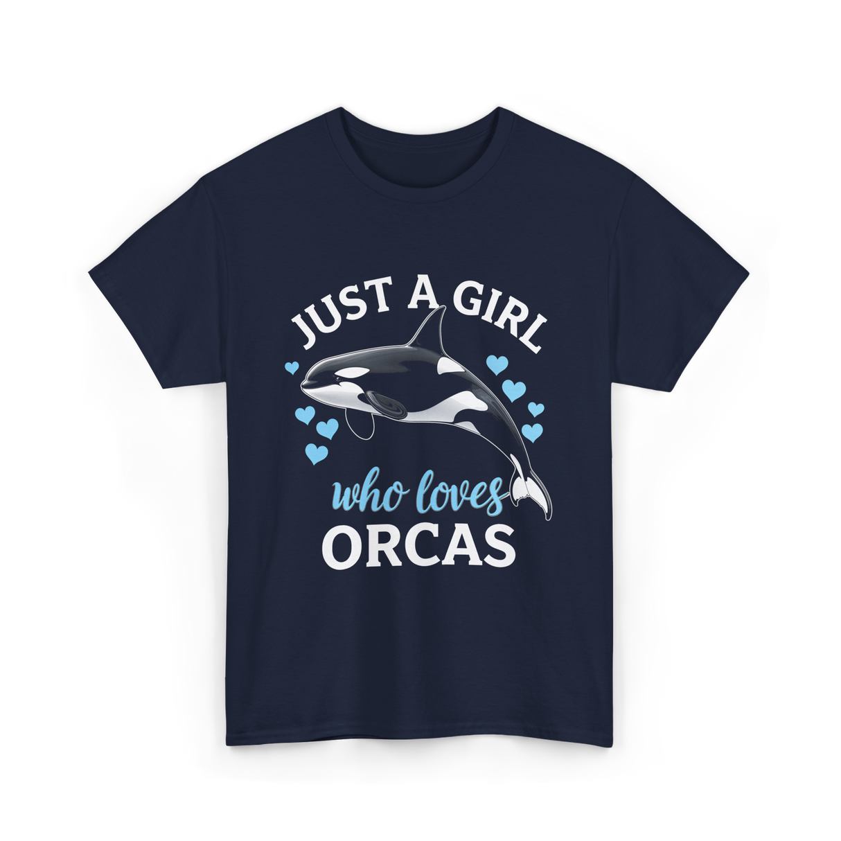 Just A Girl Orcas Ocean T-Shirt - Navy