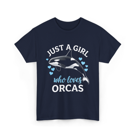 Just A Girl Orcas Ocean T-Shirt - Navy