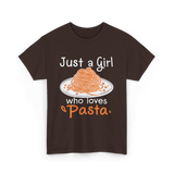 Just a Girl Pasta Italian Food T-Shirt - Dark Chocolate