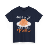 Just a Girl Pasta Italian Food T-Shirt - Navy