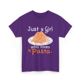 Just a Girl Pasta Italian Food T-Shirt - Purple