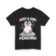 Just a Girl Penguins T-Shirt - Black