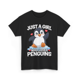 Just a Girl Penguins T-Shirt - Black