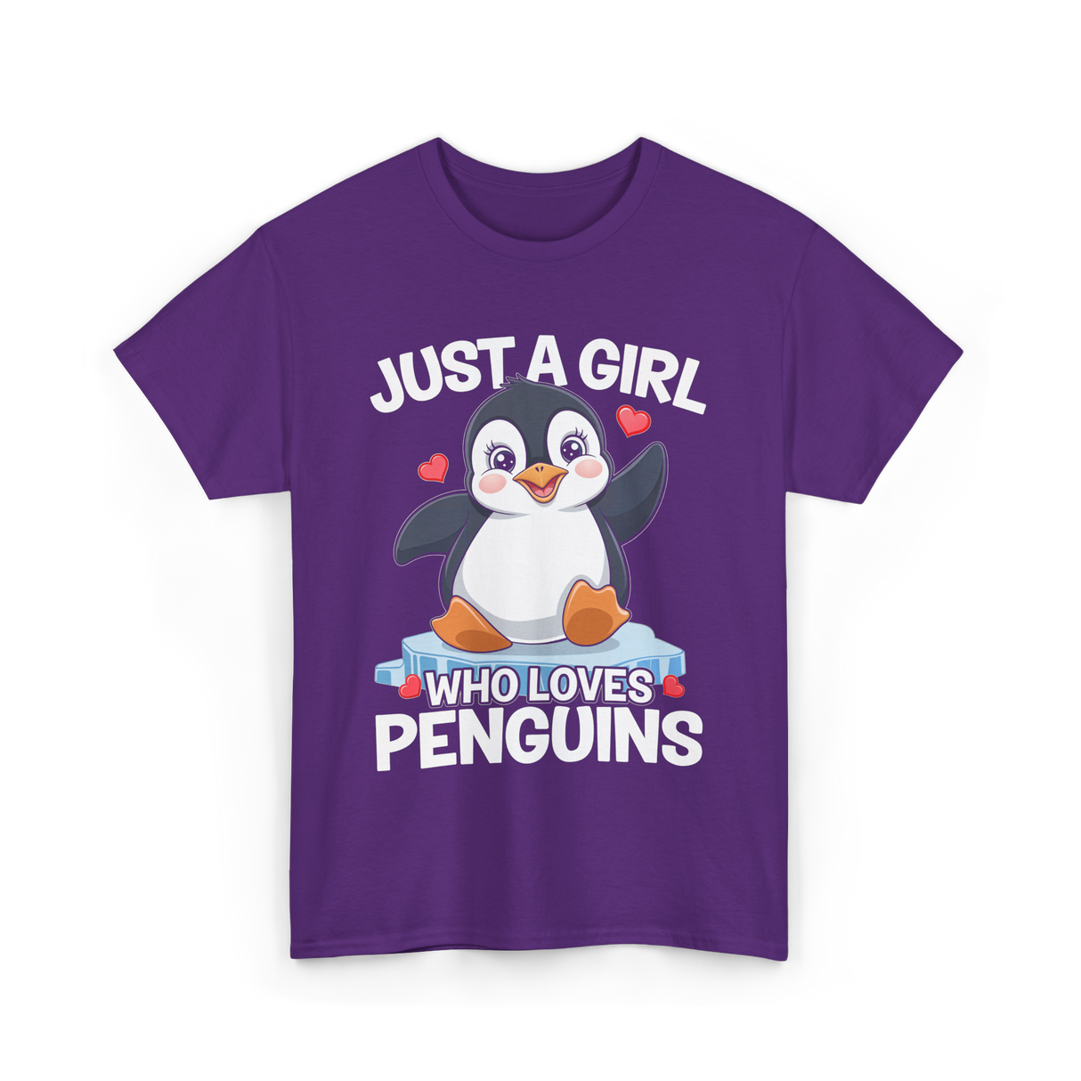 Just a Girl Penguins T-Shirt - Purple