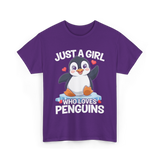 Just a Girl Penguins T-Shirt - Purple