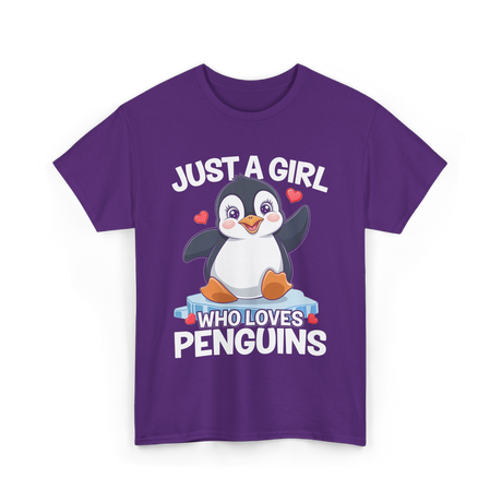 Just a Girl Penguins T-Shirt - Purple