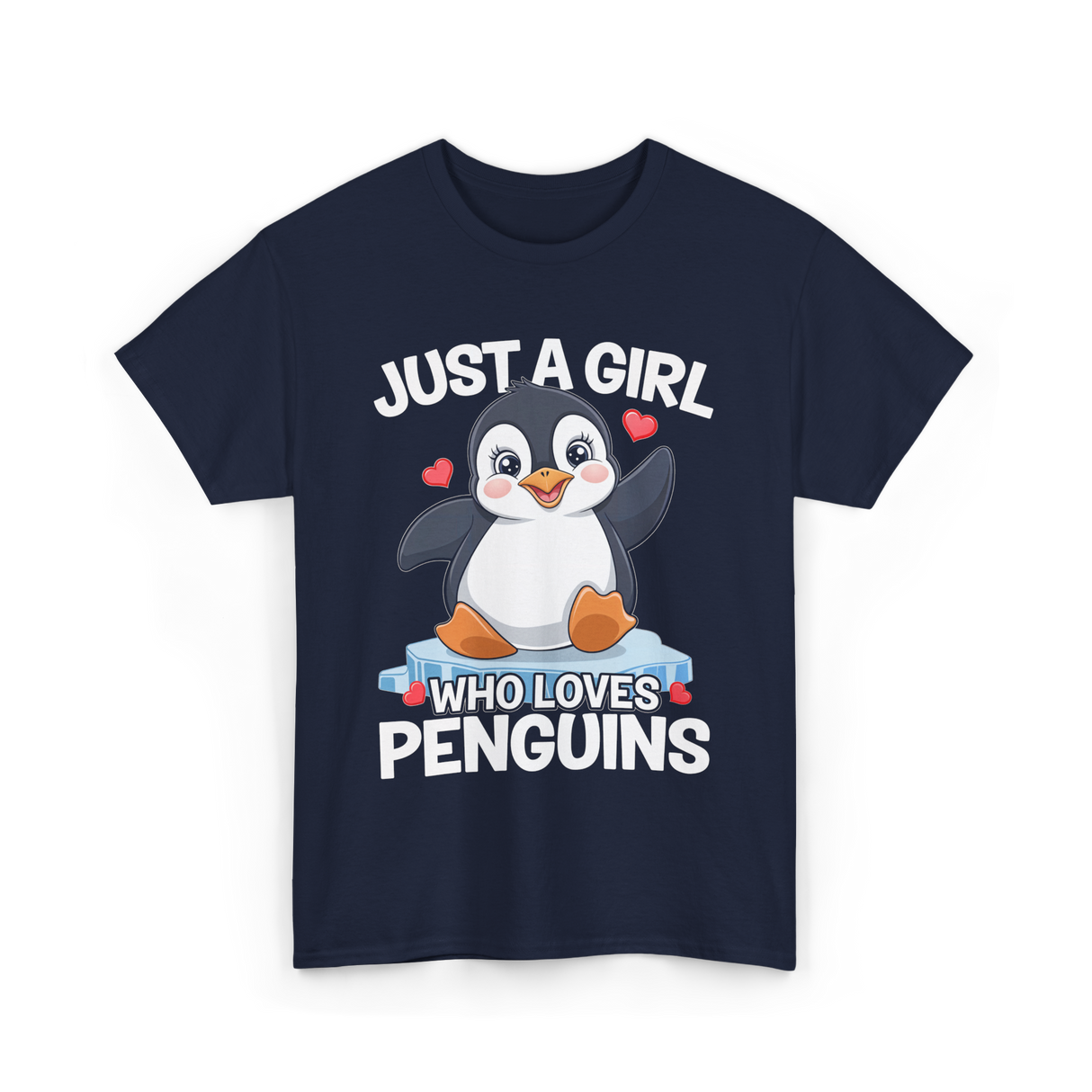 Just a Girl Penguins T-Shirt - Navy