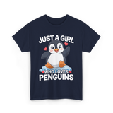 Just a Girl Penguins T-Shirt - Navy