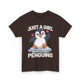 Just a Girl Penguins T-Shirt - Dark Chocolate