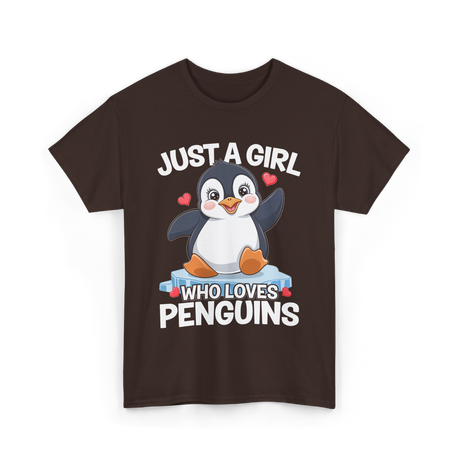 Just a Girl Penguins T-Shirt - Dark Chocolate